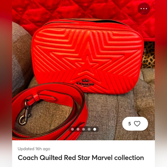 Coach Red Quilted ⭐ Star ⭐ 🤩🤩 Crossbody Bag - Picture 3 of 16